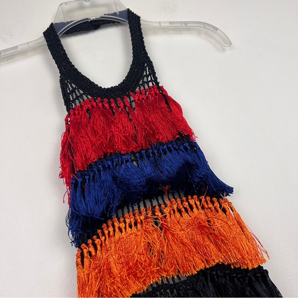 Andrea Almeida Hand Made Fringe Tassel Zendaya Mini Dress - Picture 5 of 8